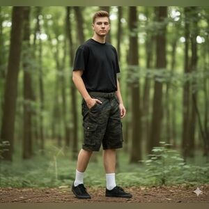 $58 X-Ray Mens Belted Double Pocket Classic Fit Knee Length Cargo Shorts